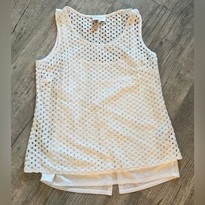 Laundry By Shelli Segal White Crochet Tank Top with lining Sz M LIKE NEW